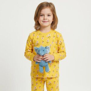 Bright Yellow Floral Kids Pajama Set – Cozy Cotton Sleepwear Andrew Scott NWT